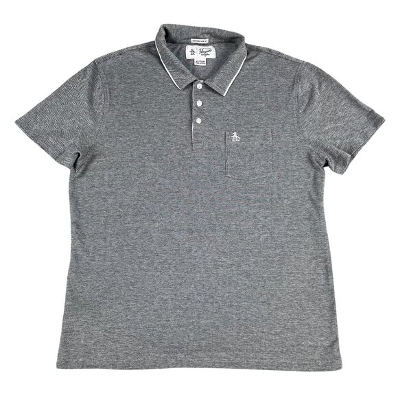 Original Penguin Mens Heritage Slim Fit Grey Polo Shirt Sz XL - Picture 1 of 5